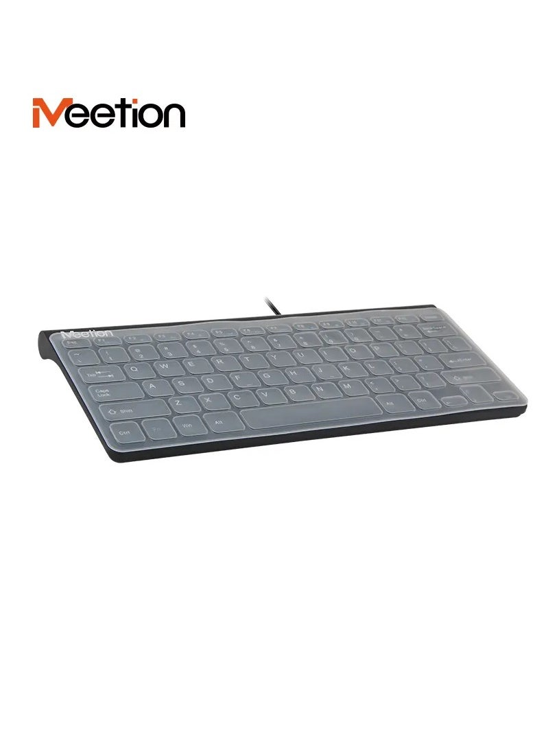 Meetion - MEETION MINI OFFICE KEYBOARD K400 Small and portable High-quality membrane keyboard Comfortable, quiet, and precise keystroke (Black) - Image 1