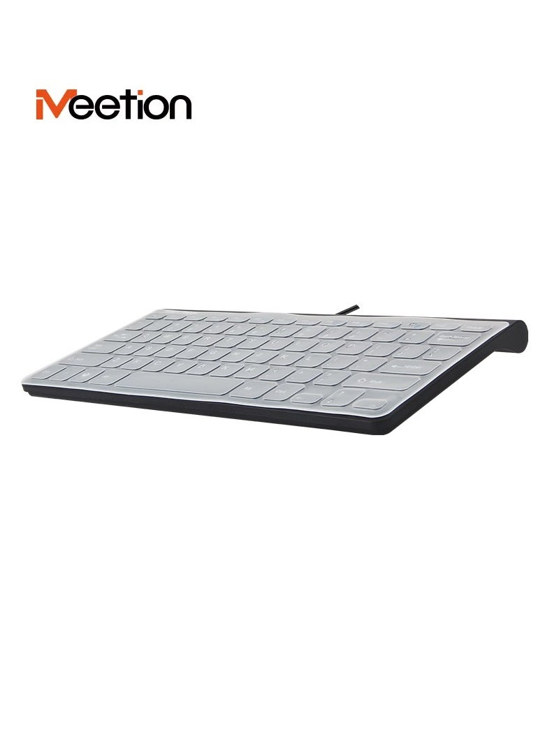 Meetion - MEETION MINI OFFICE KEYBOARD K400 Small and portable High-quality membrane keyboard Comfortable, quiet, and precise keystroke (Black) - Image 1