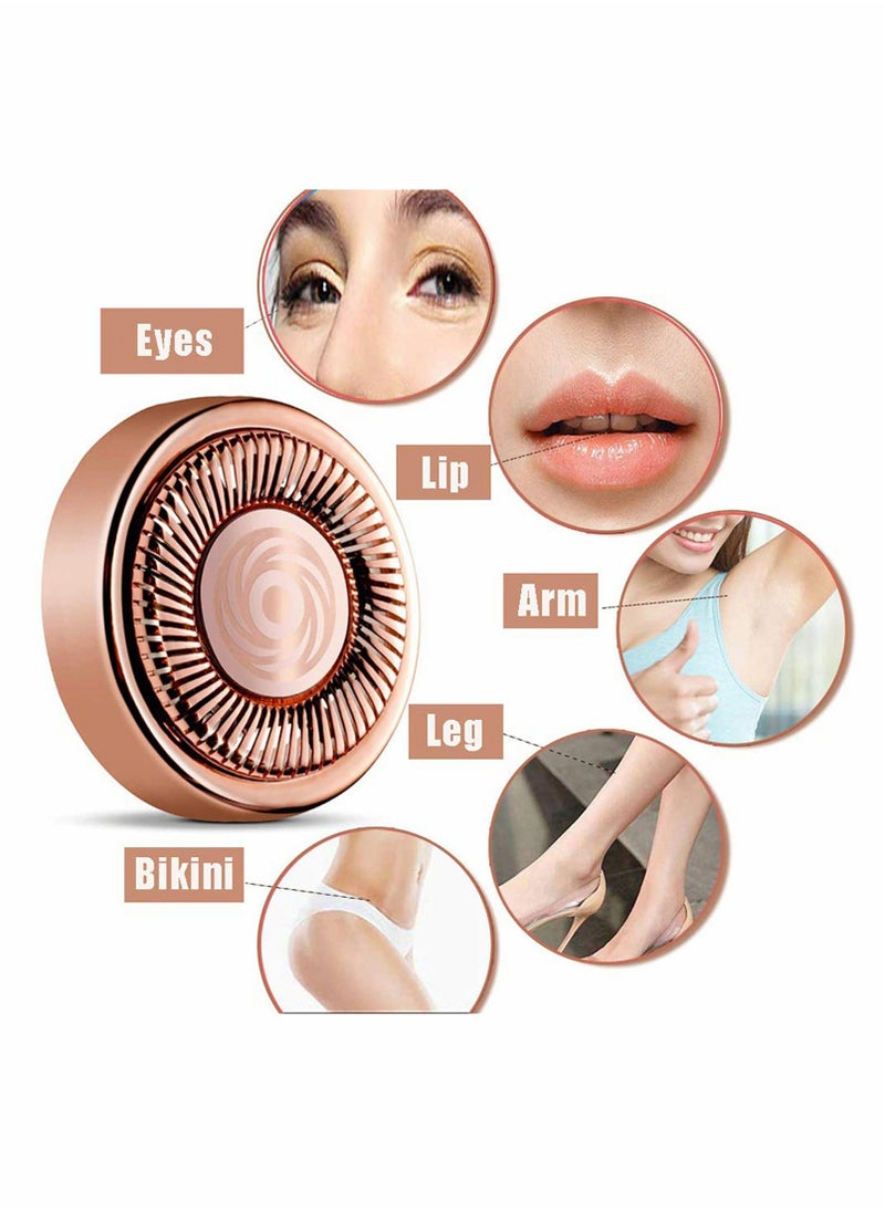 Women Facial Hair Remover Replacement Heads Painless Trimmer Blade with Cleaning Brush for Flawless, Perfect Touch and Smooth Finishing, As Seen On TV, 18K Rose-Gold Plated (6Pcs)