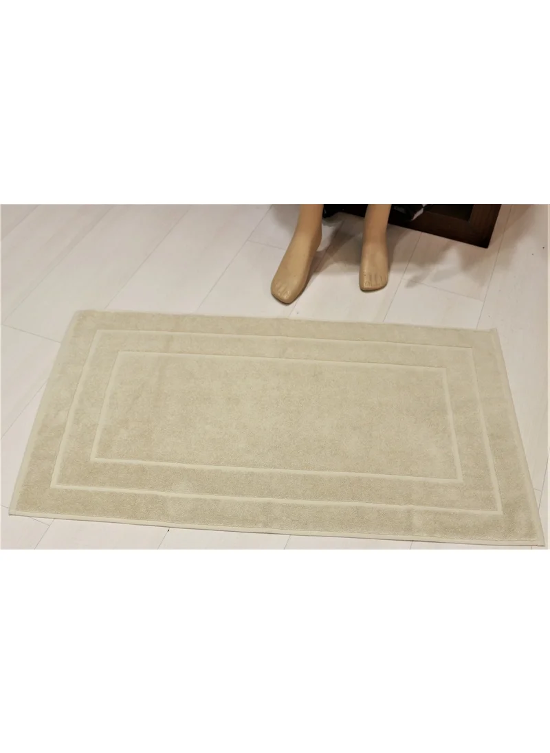 Ender Home 50x90 Doormat Beige Cotton Curl Frame Pattern Bathroom Foot Mat