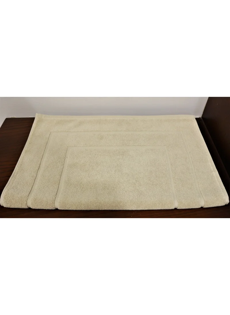 Ender Home 50x90 Doormat Beige Cotton Curl Frame Pattern Bathroom Foot Mat