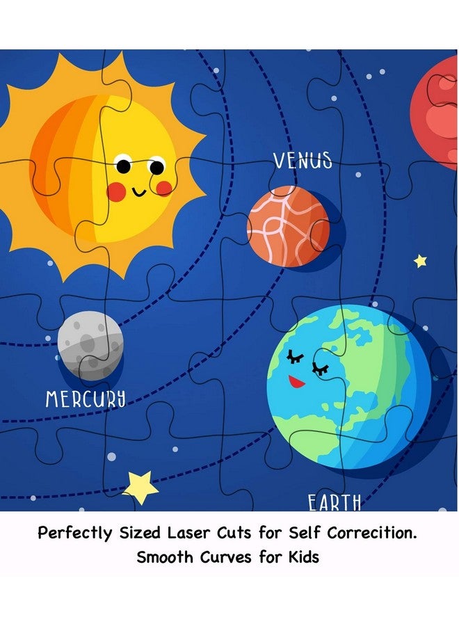 Fiddlys Fiddly's 40 Pcs Paperless Wooden Jigsaw Puzzle for Boys & Girls Learning Educational Toy for 4 Years and Above (Solar System) - Image 2