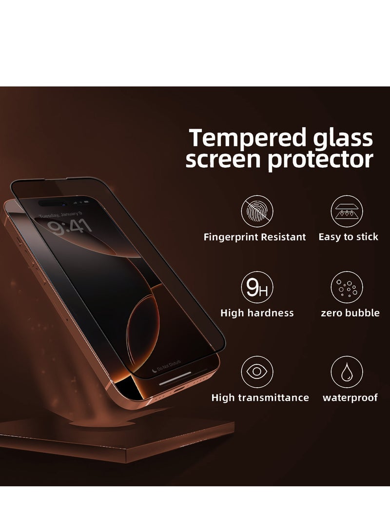 Brave iPhone 16 Pro 6.3-inch Privacy Screen Protector, 9H+ Military Grade Tempered Glass, Edge-to-Edge Full Coverage, Anti-Spy Privacy Filter, Scratch and Shatter Resistant, Anti-Fingerprint and Oil-Resistant Coating, Face ID Compatible, Ultra HD Clarity, Case-Friendly Design, Easy Bubble-Free Installation with Alignment Frame - Black - Image 3