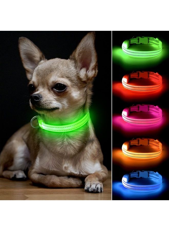 BSEEN Light Up Dog Collars - Adjustable Puppy Collar, Rechargeable LED Dog Collar for Small Dogs, Adjustable Cat Collar, Glowing Dog Lights for Night Walking (Green, XS) - Image 1