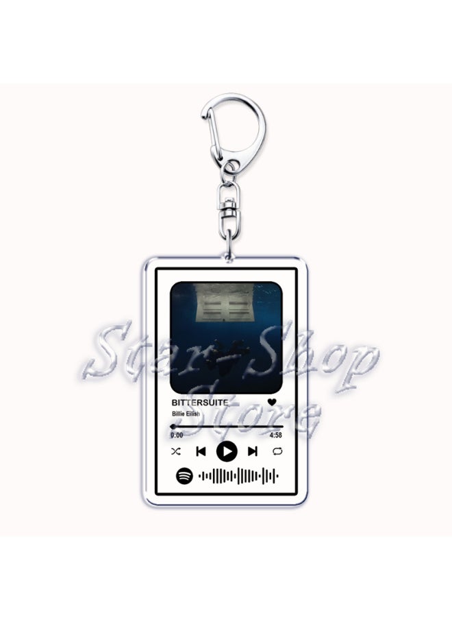 Generic Popular Singer Keychain for Women Accessories HIT ME HARD AND SOFT Music Playlist Code Pendant Keying Jewelry Fans Friends Gifts-Color:LUNCH-Ships From:CHINA  - Image 5
