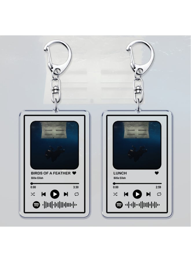 Generic Popular Singer Keychain for Women Accessories HIT ME HARD AND SOFT Music Playlist Code Pendant Keying Jewelry Fans Friends Gifts-Color:LUNCH-Ships From:CHINA  - Image 2