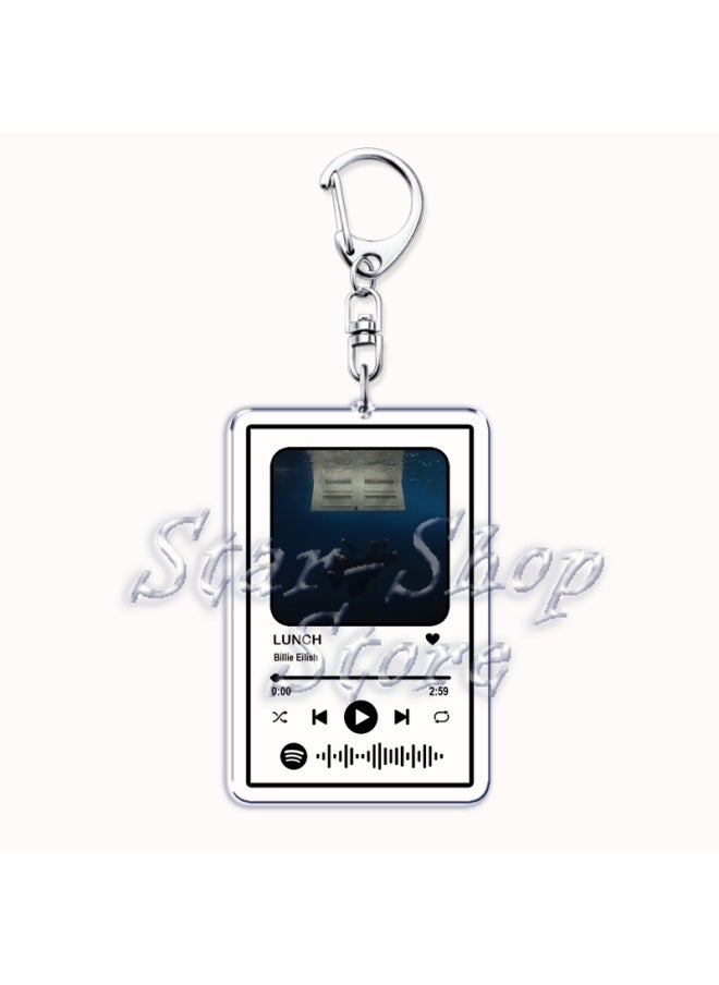 Generic Popular Singer Keychain for Women Accessories HIT ME HARD AND SOFT Music Playlist Code Pendant Keying Jewelry Fans Friends Gifts-Color:LUNCH-Ships From:CHINA  - Image 1