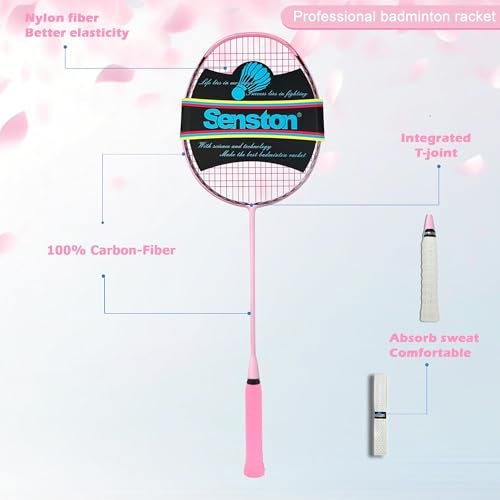 Senston N90 Badminton Racket Single High-Grade Badminton Racquet Carbon-Fiber Badminton Racket Pink with Racket Cover - Image 4