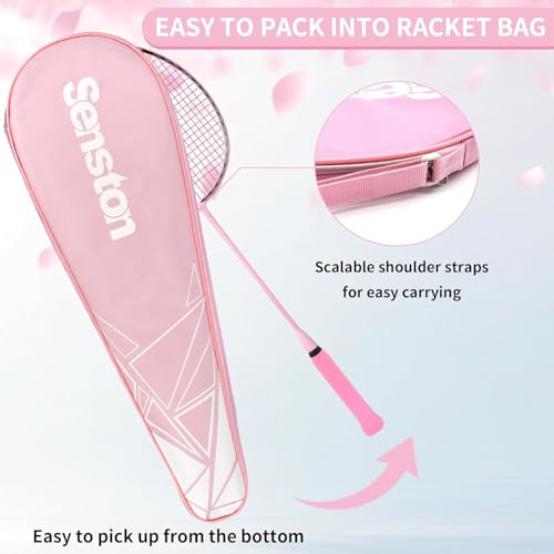 Senston N90 Badminton Racket Single High-Grade Badminton Racquet Carbon-Fiber Badminton Racket Pink with Racket Cover - Image 5