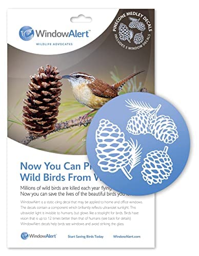 WINDOWALERT WindowAlert Pinecone AntiCollision Decal  UVReflective Window Decal to Protect Wild Birds from Glass Collisions  Made in The USA 