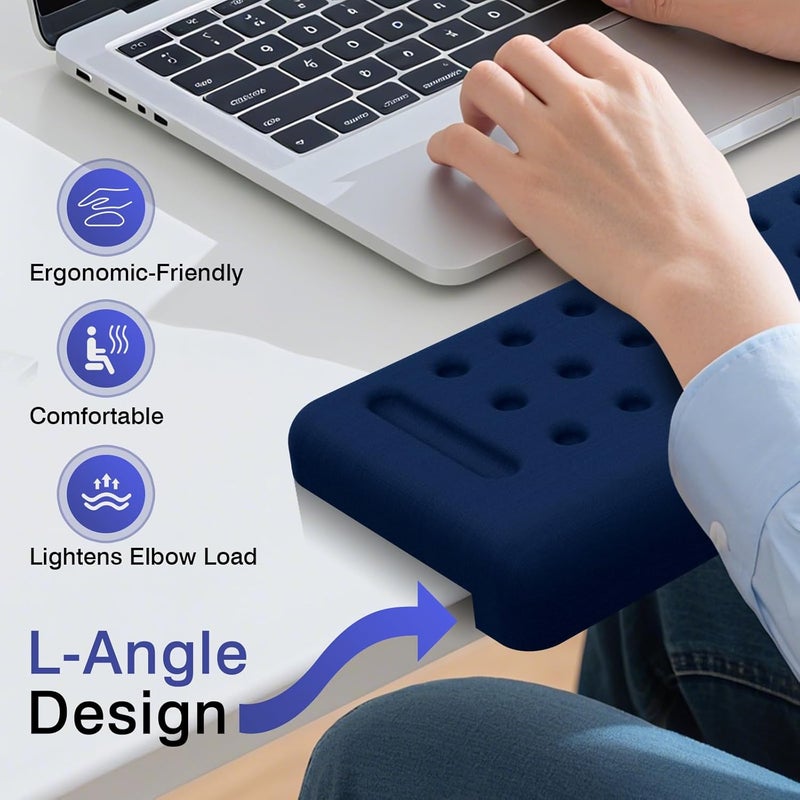 Retuhapy L-Shaped Desk Edge Cushion, 2 PCS Elbow Rest for Desk with Ergonomic Support, Memory Foam Elbow Pad & Arm Rest for Palm, Wrist & Forearm, Non-Slip & Separate Design, Office & Home, Dark Blue - Image 5