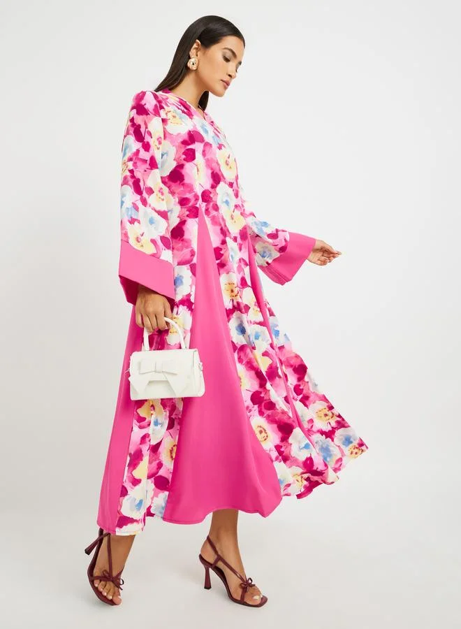 Take Two Take Two Floral Print Pleated A-Line Maxi Dress