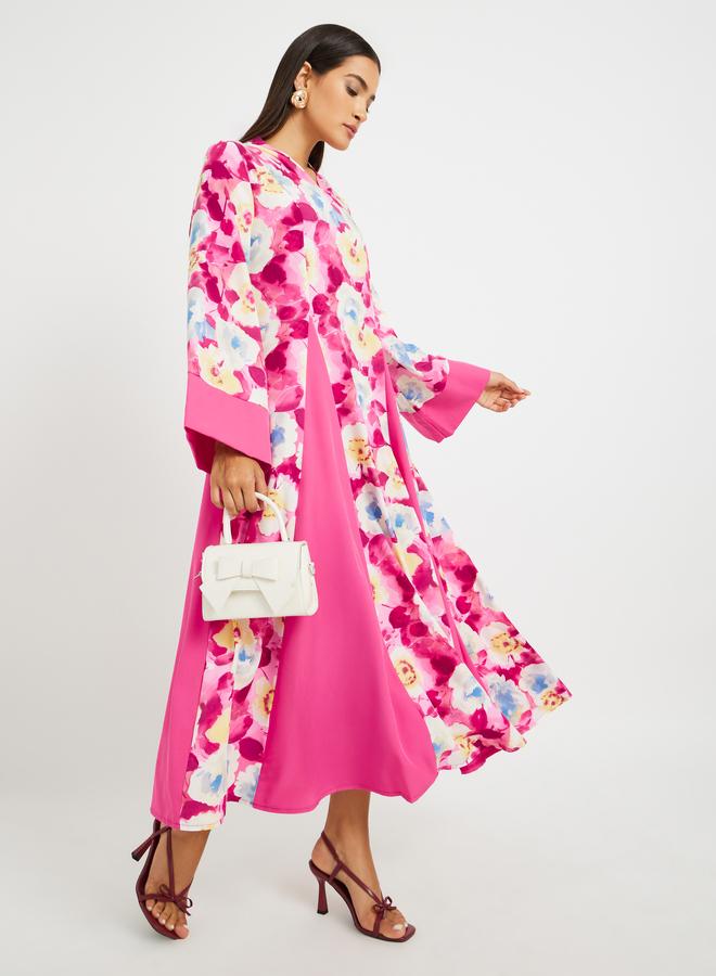 Take Two Floral Print Pleated A-Line Maxi Dress - Image 1