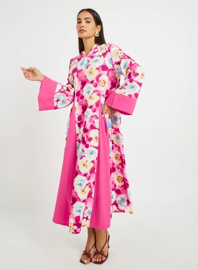 Take Two Take Two Floral Print Pleated A-Line Maxi Dress