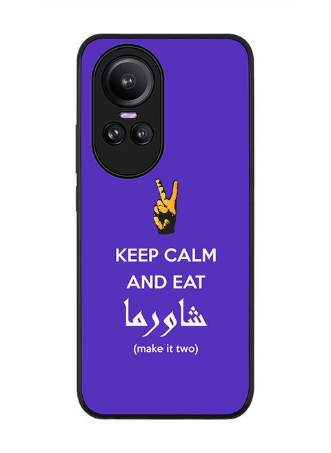 Rugged Black Edge case for Oppo Reno10 / Oppo Reno10 Pro, Custom Slim fit Thin Phone Case Cover - Keep Calm And Eat Shawarma (Blue)