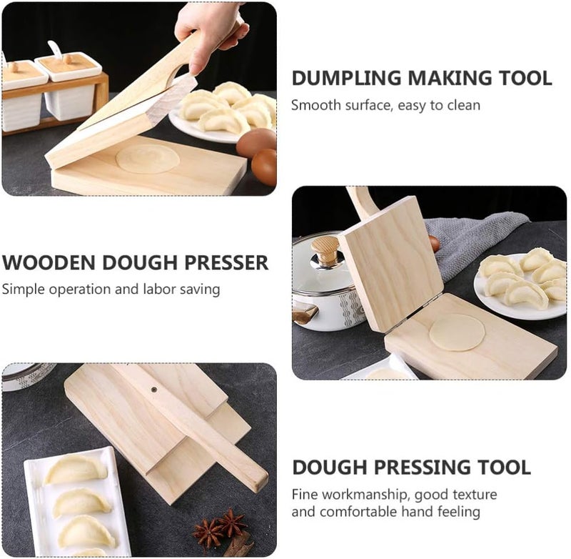 comfrt Wood Tortilla Press Dough Dumpling Skin Maker Presser Chapati Roti Taco Corn Maker Pressing Tools for Kitchen Gadget Accessories Beige - Image 3