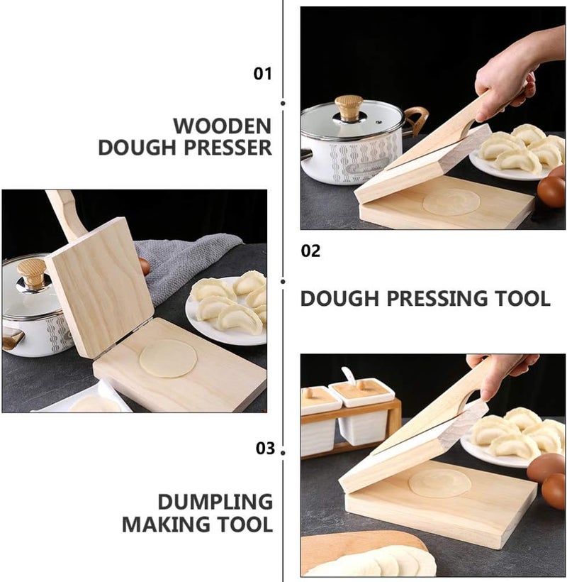 comfrt Wood Tortilla Press Dough Dumpling Skin Maker Presser Chapati Roti Taco Corn Maker Pressing Tools for Kitchen Gadget Accessories Beige - Image 4