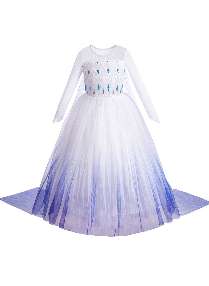 Princess dress sequin cape white dress - Image 1