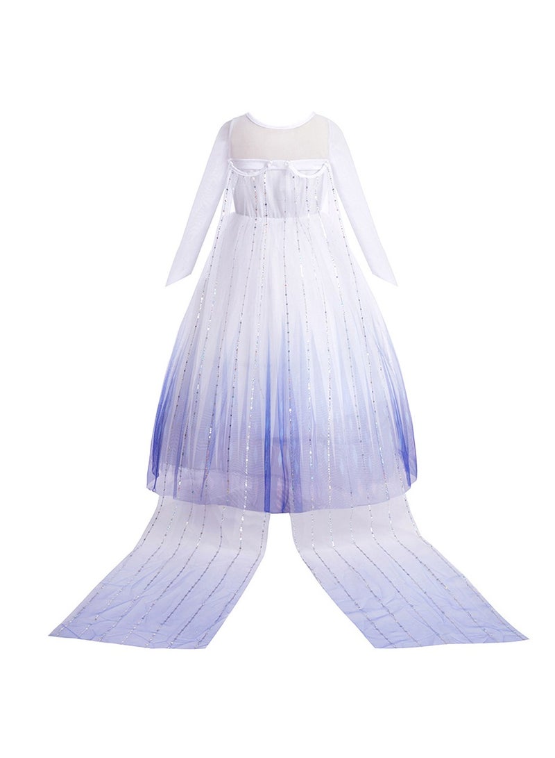 Princess dress sequin cape white dress - Image 2