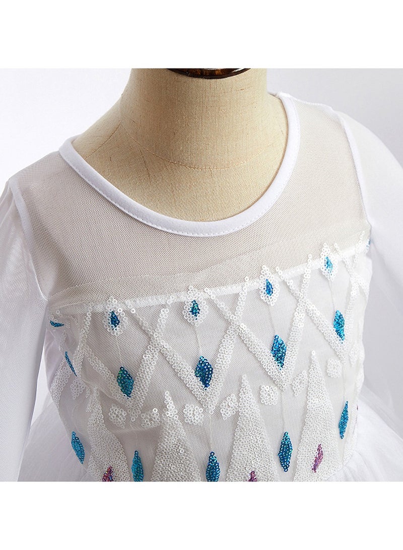 Princess dress sequin cape white dress - Image 3