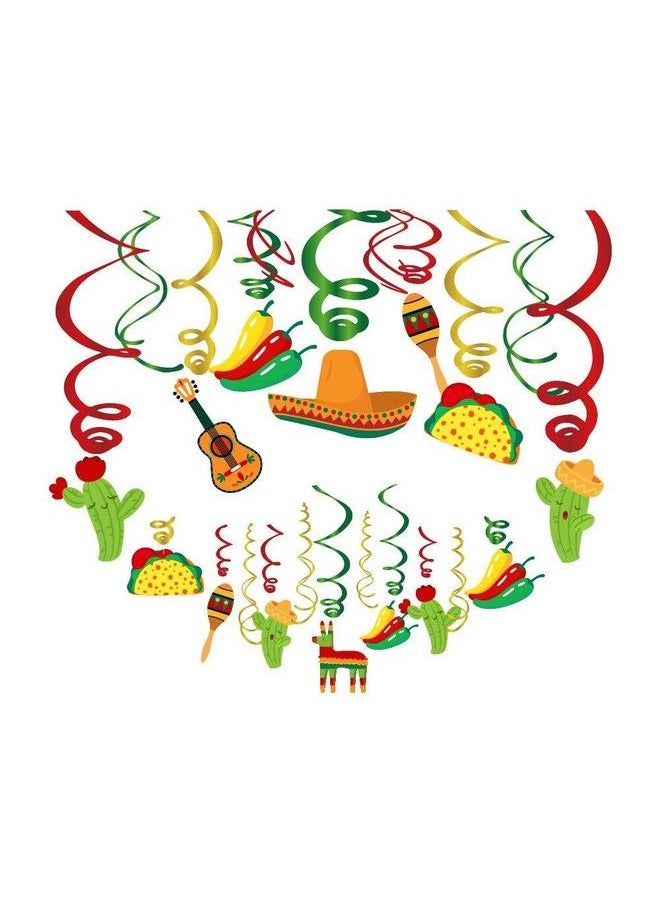 Wishlife 30Ct Mexican Hanging Swirl Decorations,Mexican Themed,Cinco De Mayo,Fiesta,Taco Twosday Party Suppliesfor Girls,Boys,Kids Home,Classroom,Baby Shower  - Image 1