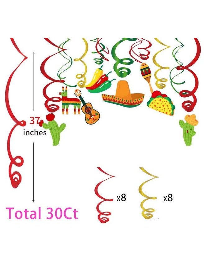 Wishlife 30Ct Mexican Hanging Swirl Decorations,Mexican Themed,Cinco De Mayo,Fiesta,Taco Twosday Party Suppliesfor Girls,Boys,Kids Home,Classroom,Baby Shower  - Image 4