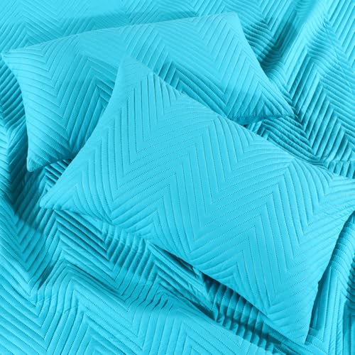 RD TREND® Cotton Quilted Pillow Cover Set of 2 |Ultra-Soft, Cooling & Breathable | Skin & Hair Friendly | Hidden Zipper Pillowcases for Bedroom |Standard Size 18x28 Inches, Aqua - Image 2