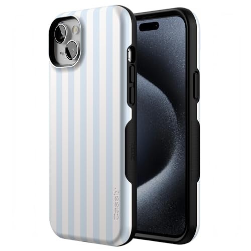 Casely iPhone 15 Case | Blue Stripes | Sunday Best | Bold Protective Design | Compatible with MagSafe - Image 2