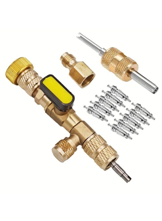 أداة إزالة وتركيب صمام HVAC الأصفر ذات واجهة مزدوجة 1/4 و5/16 لأنظمة R22 وR410a وR134A - Image 4