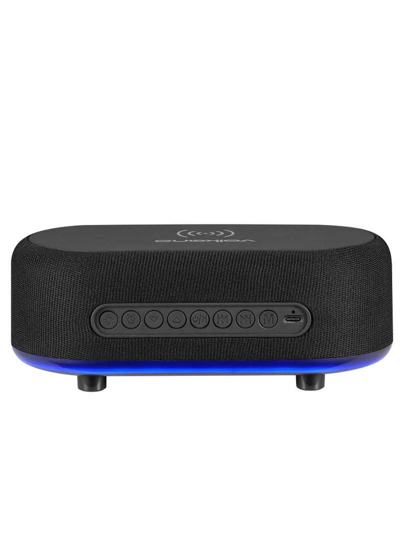 Volkano - Volkano Bluetooth Speaker with Alarm Clock and FM Radio, 15W Fast Wireless Charger for all smartphone, Bluetooth Version: V5.3, LED Display, Play Time: 45min 3 Hours, Battery 1200 mAh - Image 1