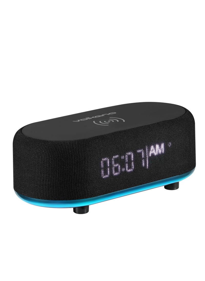 Volkano - Volkano Bluetooth Speaker with Alarm Clock and FM Radio, 15W Fast Wireless Charger for all smartphone, Bluetooth Version: V5.3, LED Display, Play Time: 45min 3 Hours, Battery 1200 mAh - Image 1