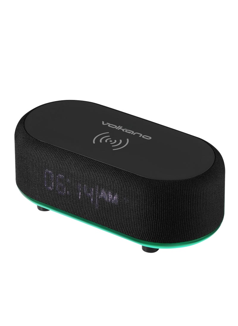 Volkano - Volkano Bluetooth Speaker with Alarm Clock and FM Radio, 15W Fast Wireless Charger for all smartphone, Bluetooth Version: V5.3, LED Display, Play Time: 45min 3 Hours, Battery 1200 mAh - Image 1