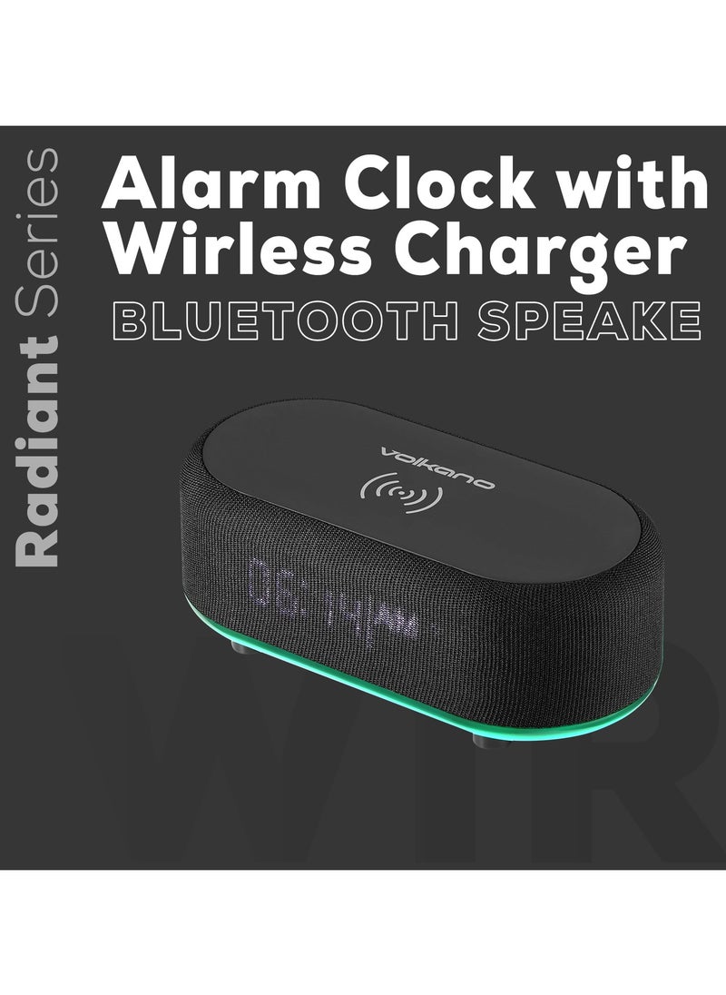 Volkano - Volkano Bluetooth Speaker with Alarm Clock and FM Radio, 15W Fast Wireless Charger for all smartphone, Bluetooth Version: V5.3, LED Display, Play Time: 45min 3 Hours, Battery 1200 mAh - Image 1