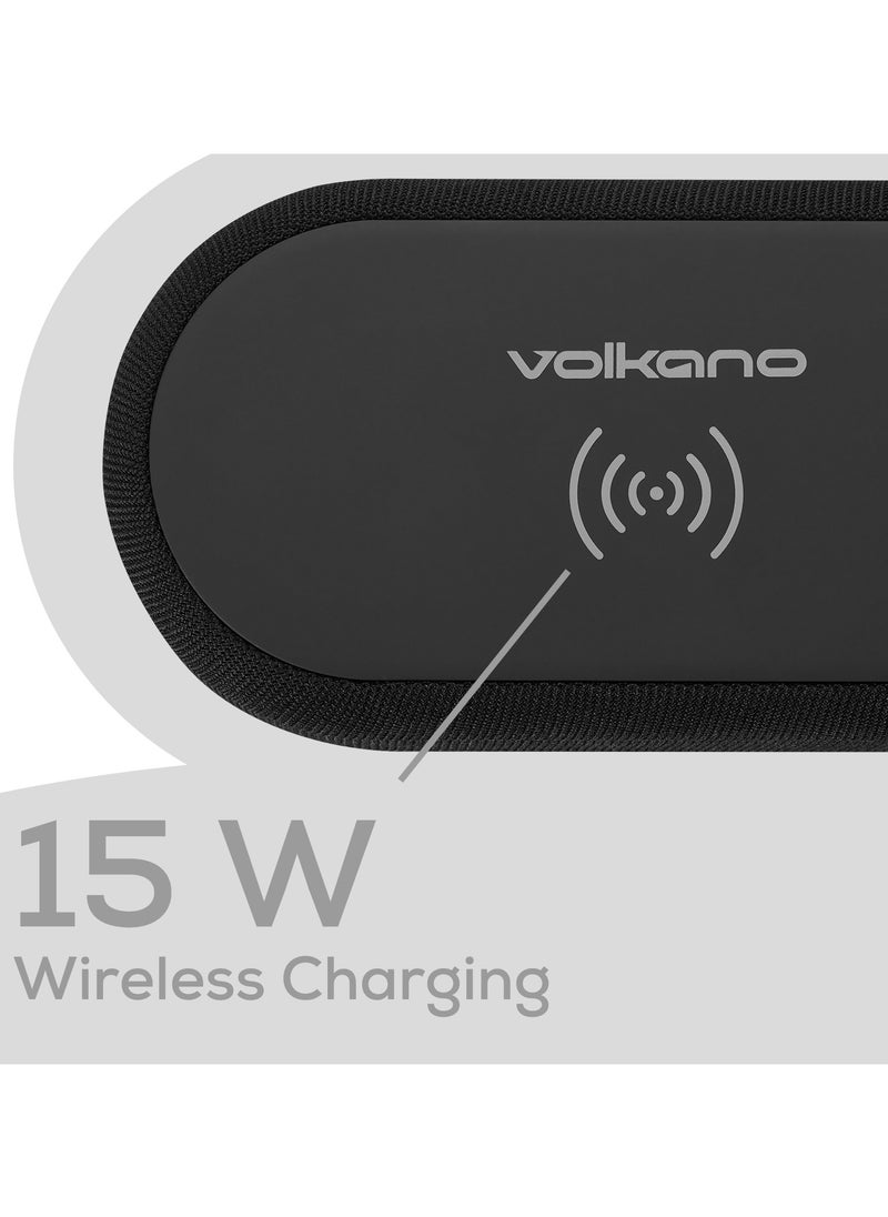 Volkano - Volkano Bluetooth Speaker with Alarm Clock and FM Radio, 15W Fast Wireless Charger for all smartphone, Bluetooth Version: V5.3, LED Display, Play Time: 45min 3 Hours, Battery 1200 mAh - Image 1