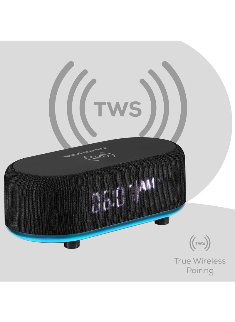 Volkano - Volkano Bluetooth Speaker with Alarm Clock and FM Radio, 15W Fast Wireless Charger for all smartphone, Bluetooth Version: V5.3, LED Display, Play Time: 45min 3 Hours, Battery 1200 mAh - Image 1