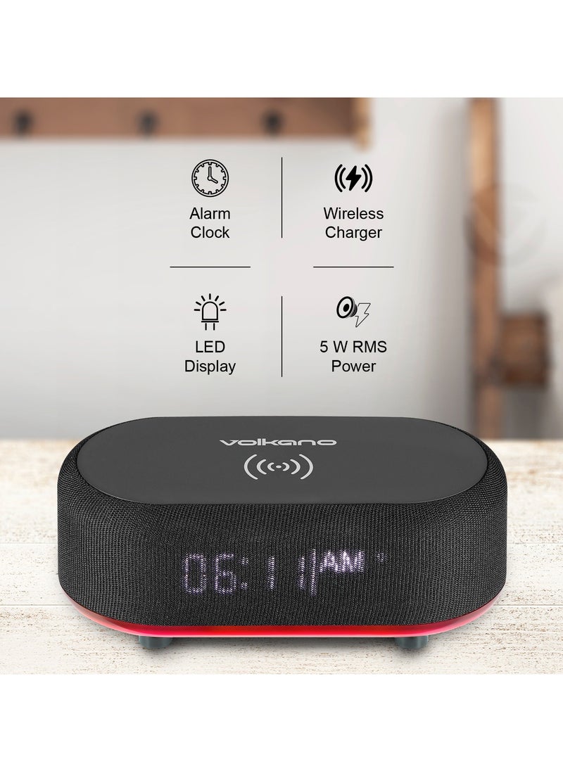 Volkano - Volkano Bluetooth Speaker with Alarm Clock and FM Radio, 15W Fast Wireless Charger for all smartphone, Bluetooth Version: V5.3, LED Display, Play Time: 45min 3 Hours, Battery 1200 mAh - Image 1