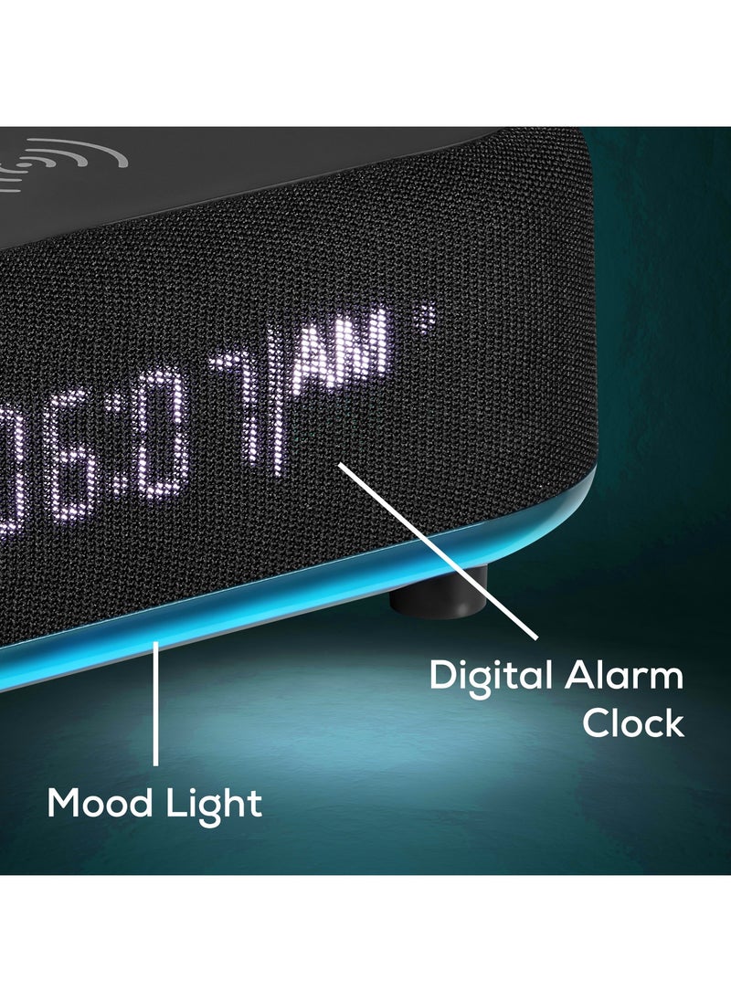 Volkano - Volkano Bluetooth Speaker with Alarm Clock and FM Radio, 15W Fast Wireless Charger for all smartphone, Bluetooth Version: V5.3, LED Display, Play Time: 45min 3 Hours, Battery 1200 mAh - Image 1