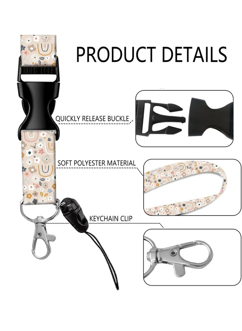 Dominy ID Badge Holder with Lanyard - Fashionable ID Card Holders with Retractable Lanyards - Soft Fiber Metal Clip Sturdy Buckle for Key Wallet - Work Nurse Teacher (Cute Flowers ) - Image 3