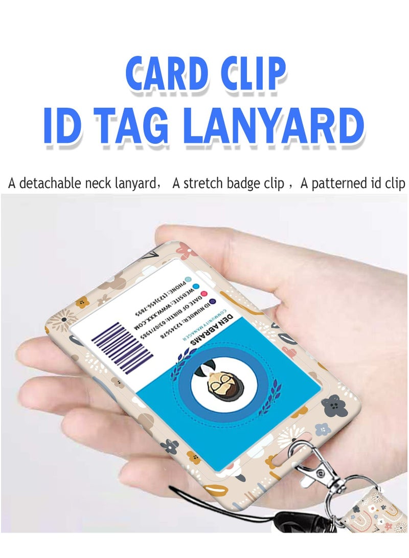 Dominy ID Badge Holder with Lanyard - Fashionable ID Card Holders with Retractable Lanyards - Soft Fiber Metal Clip Sturdy Buckle for Key Wallet - Work Nurse Teacher (Cute Flowers ) - Image 5