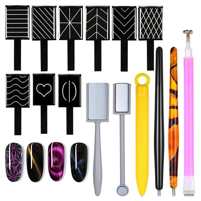 WOKOTO 15Pcs Cat Eye Nail Magnets Pens For Cat Eye Nail Art Tools Gradient Design Cat Eye Magnet For Nails Cat Eye Magnet Sticks For Women Nails Magnets Wand For Magnetic Nail Polish - Image 1