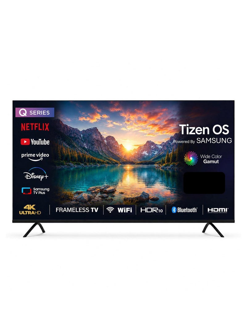 NIKAI 60 Inch UHD 4K Smart TV, 60Hz, Tizen OS Powered by Samsung, Q Series, HDR10, Wide Color Gamut, Bluetooth, Dolby Audio, HDMI, USB, WiFi, 2 Year Warranty, 60QTZN4KSLED black - Image 1