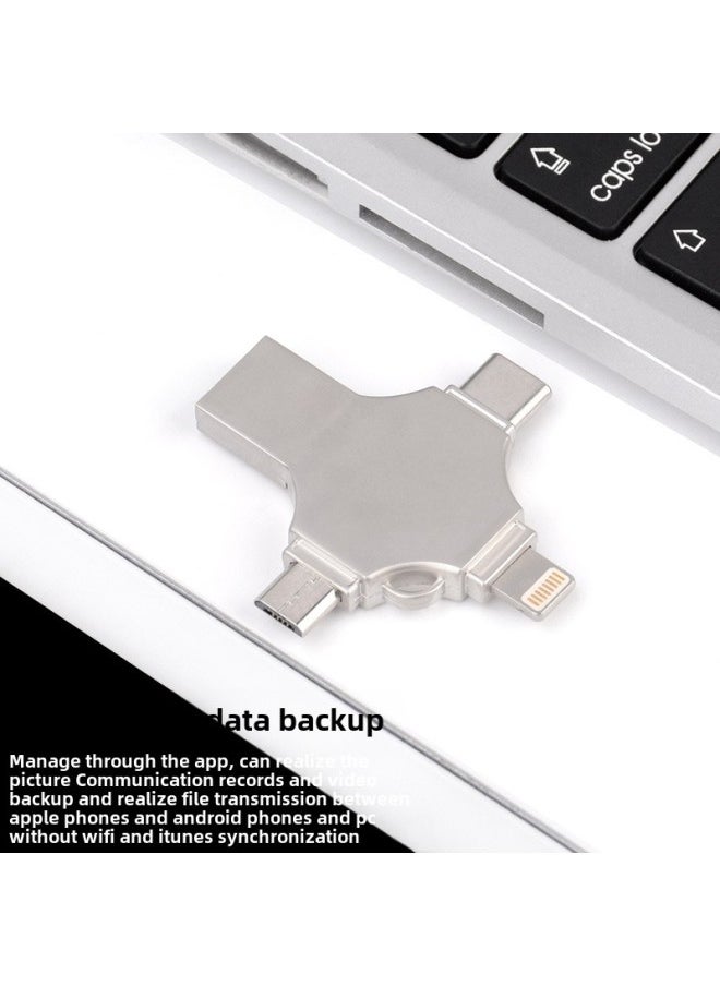 Metal Cross Mobile U Disk Four In One Universal USB Disk For Apple Huawei Type-c Android Computer-Capacity:64GB  - Image 2