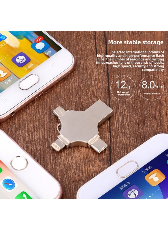 Metal Cross Mobile U Disk Four In One Universal USB Disk For Apple Huawei Type-c Android Computer-Capacity:64GB  - Image 4