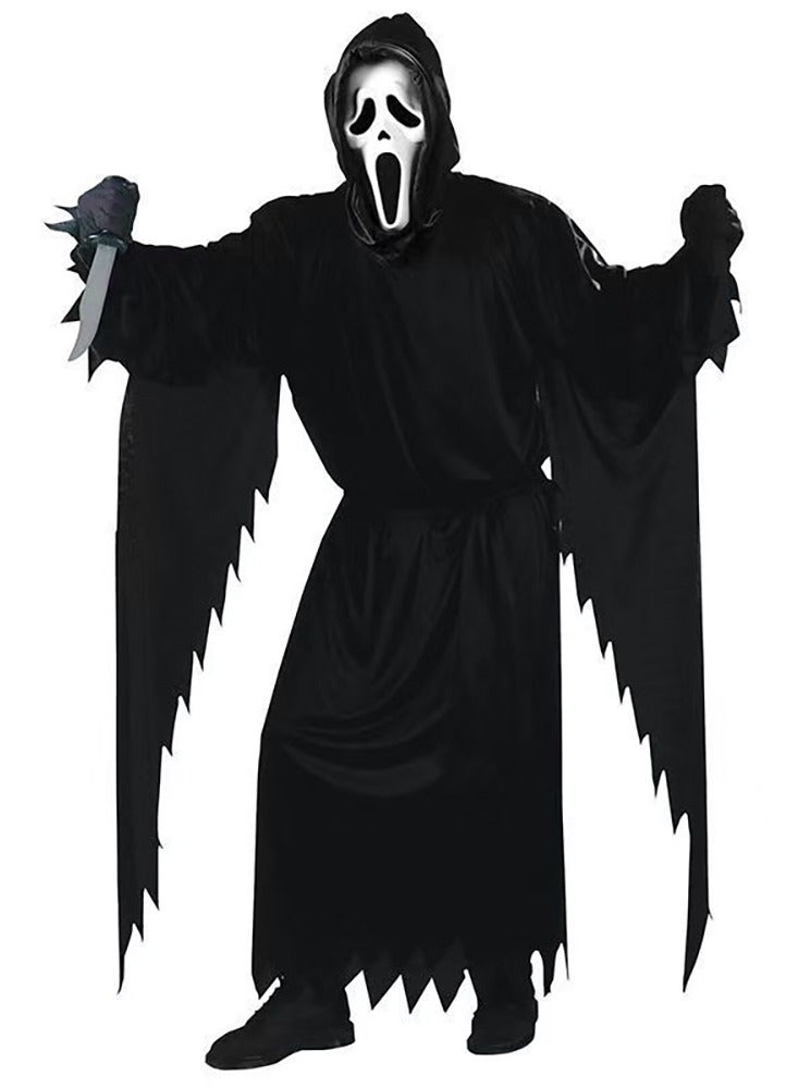 VUCATIN Ghost Face Costumes with Latex Mask for Kids, Tween Halloween Scream Cosplay Outfits (Adult Size) - Image 2