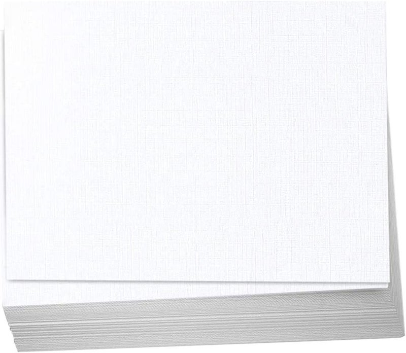 Hamilco 5x7 White Linen Textured Cardstock Paper Blank Index Cards Flat Card Stock 80lb Cover – 50 Pack - Image 1