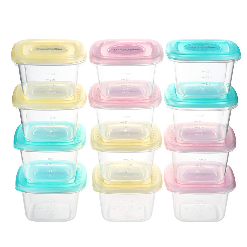 PandaEar Baby Food Snack Plastic Storage Container with Lids, 12 Pack Set BPA Free Freezer & Dishwasher Safe for Kids - Image 1