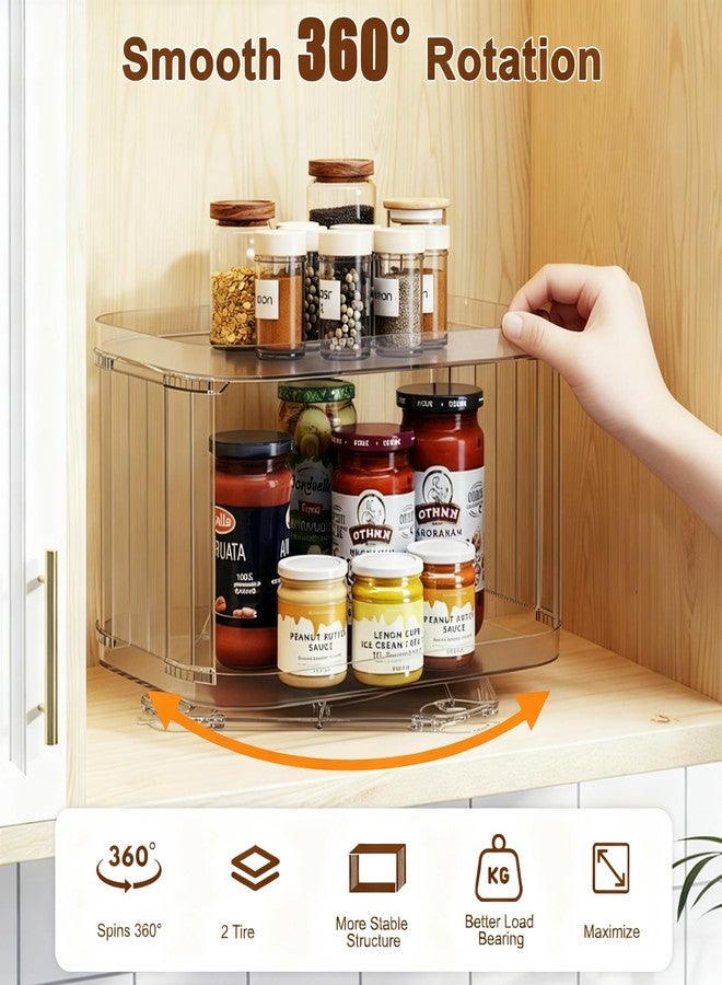 FIRJOY Lazy Susan Organizer for Cabinet, Pantry, Countertop (2 Tier 14" x 10" Clear - 1 Pack, Rectangular) - Image 4