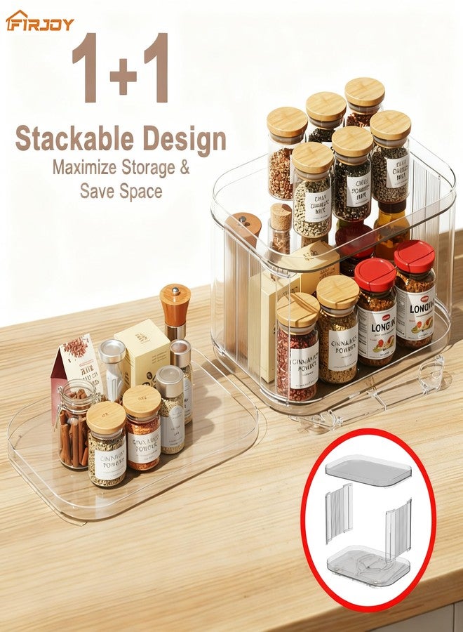 FIRJOY Lazy Susan Organizer for Cabinet, Pantry, Countertop (2 Tier 14" x 10" Clear - 1 Pack, Rectangular) - Image 5