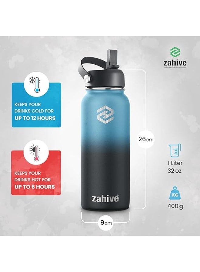 Zahive Stainless Steel Water Bottle 1l with 3 Lids & Bag - Insulated Water Bottle - Image 4