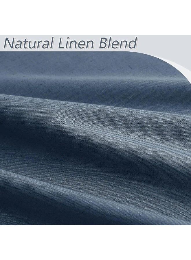 Bluejw Denim Blue 100% Blackout Linen Curtains  2 Panels Set for Bedroom Back Tab Modern Farmhouse Decor Black Out Curtain for Living Room Office Thermal Insulated Drapes  Size:1.34x2.7m - Image 4